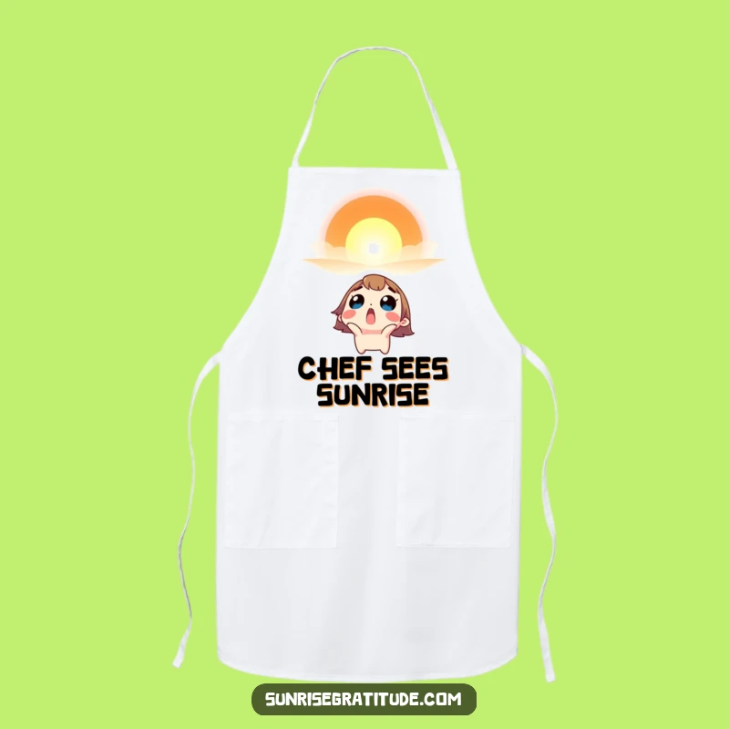 Funny Morning Awe Apron - Surprised Character Sunrise Cook Gift