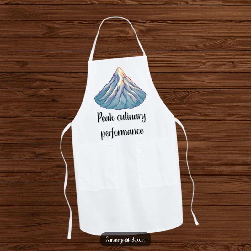Funny Mountain Peak Apron: A joyful mountain peak bathed in sunrise, adding a touch of outdoor humor to your kitchen.