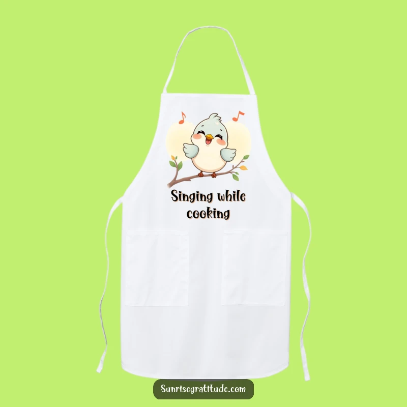 Funny Smiling Bird Apron: Cook with Dawn Melodies, Humorous Gift for Cheerful Kitchen Queens
