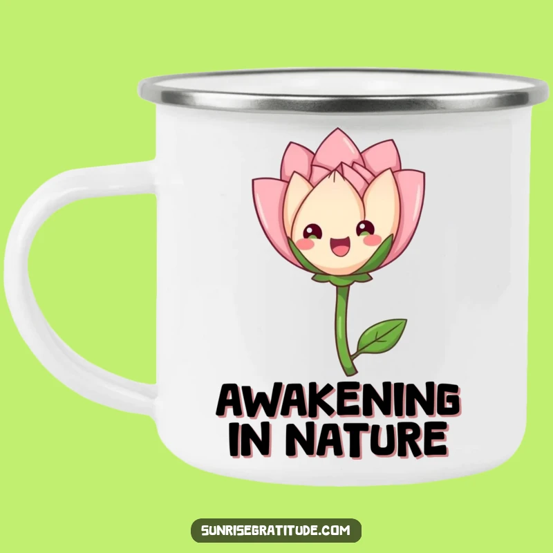 Funny Flower Bud Camping Mug: Sip Nature's Grace Outdoors, Humorous Gift for Garden Campers