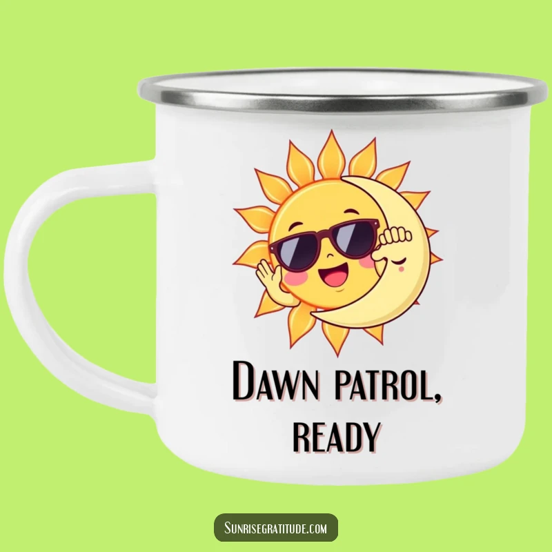 Funny Sun & Moon High Five Camping Mug: Durable Celestial Fun, Awesome Funny Gift