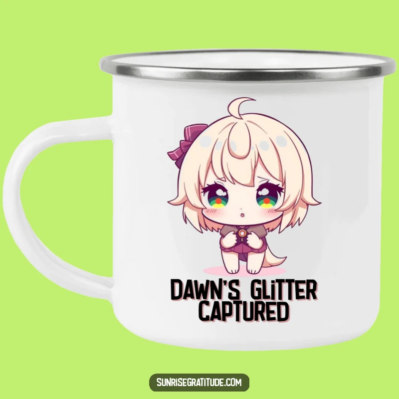 Funny Sparkling Sunrise Eyes Camping Mug: Outdoor Dazzling Morning, Adventure Funny Gift