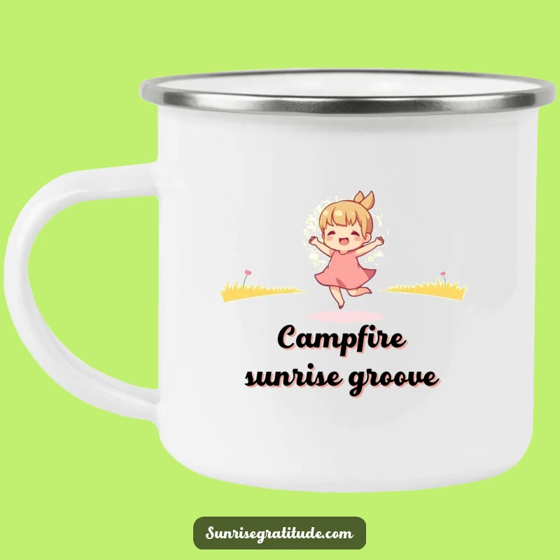 Funny Morning Dancer Camping Mug - Durable Golden Light Enamel Cup, Humorous Morning Gift