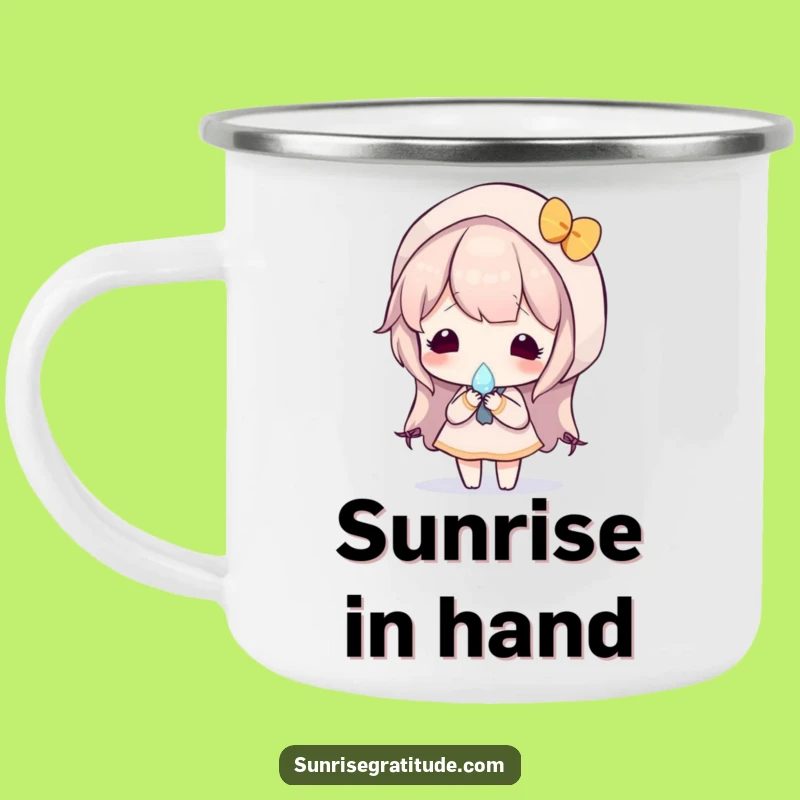 Sunrise Dewdrop Camping Mug: Morning Reflection, Your Ultimate Funny Gift!