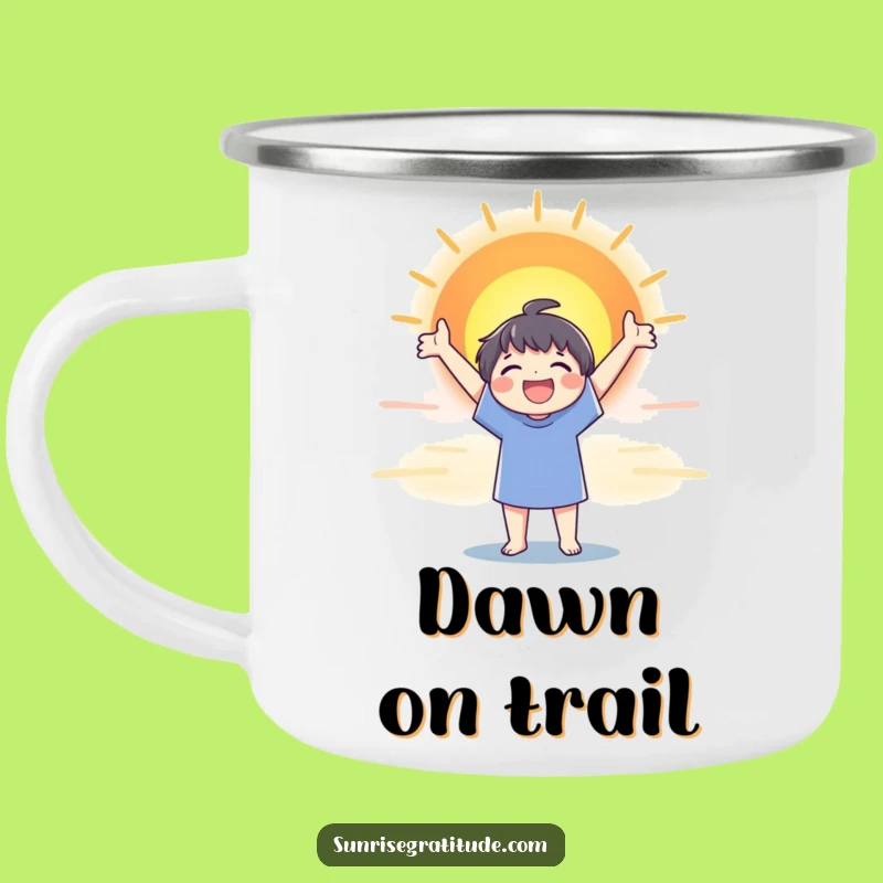 Sunrise Joy Character Camping Mug: Morning Fuel for Adventurers!