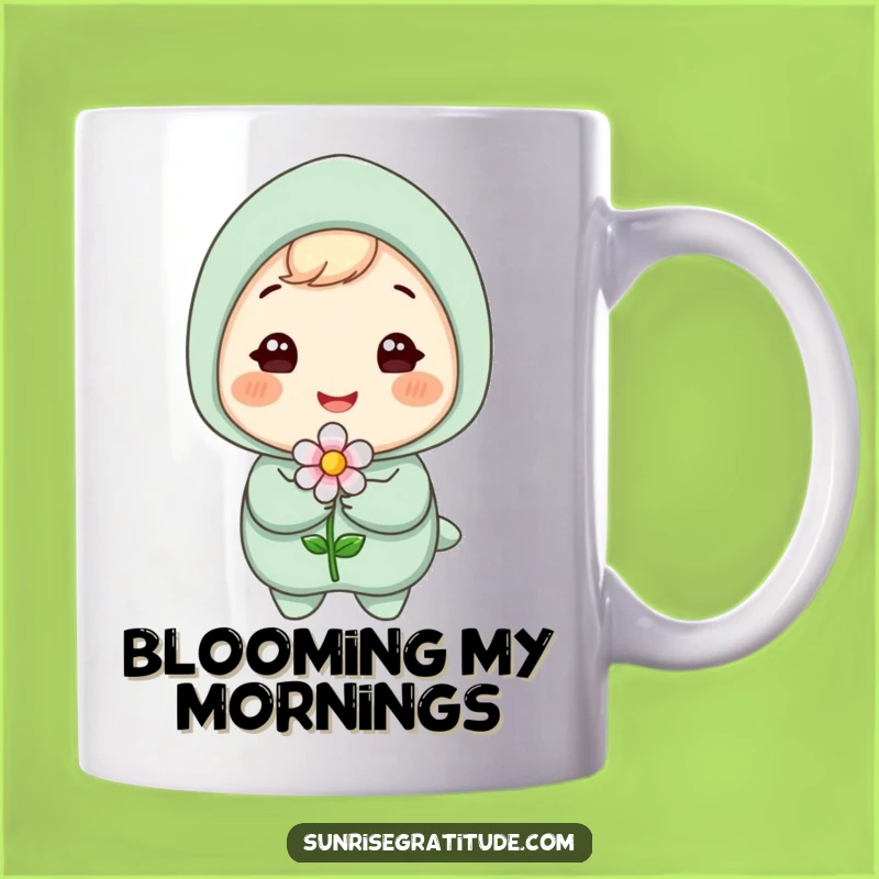 Funny Blooming Flower Mug: Gleeful Character's Smile, Perfect Funny Gift for Gardeners