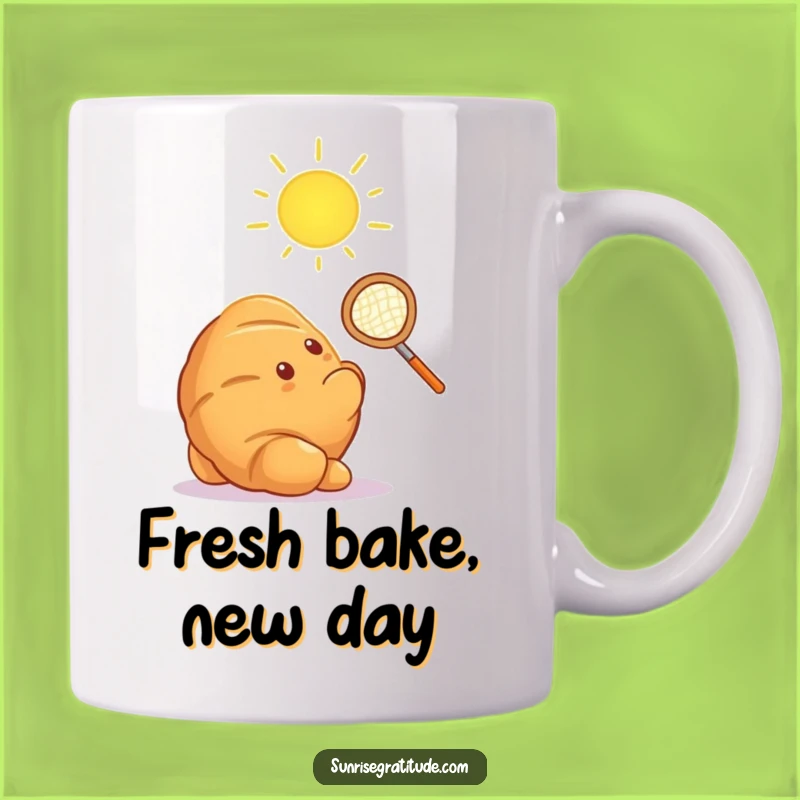 Funny Croissant Sun Catcher Mug: Whimsical Pastry Humor, Perfect Breakfast Gift