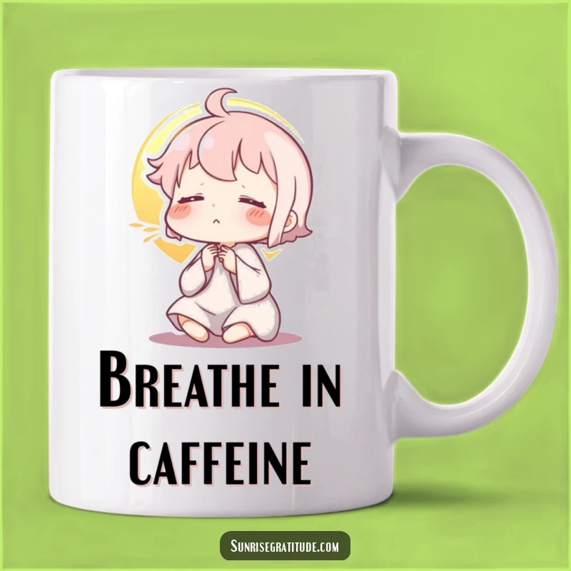 Funny Peaceful Sunrise Exhale Mug: Zen Character Relaxing Morning, Perfect Funny Gift