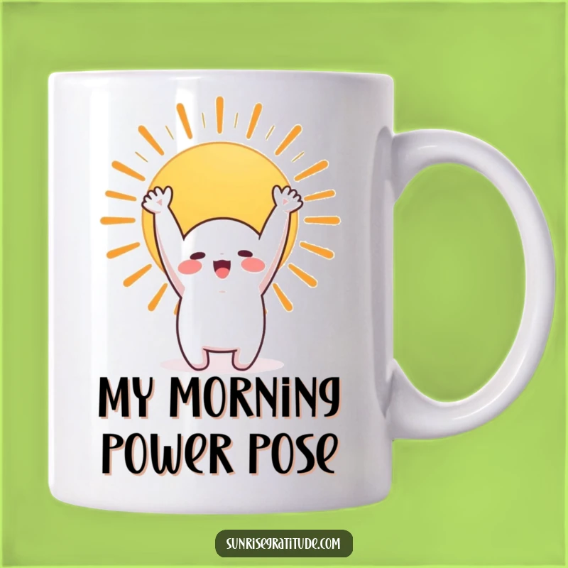 Funny Morning Stretch Mug - Cute Character Rising Sun Gift