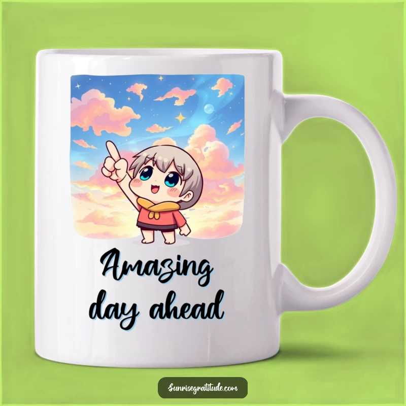 Skyward Pointing Mug: Wonderstruck Character Art, A Joyful Funny Gift!