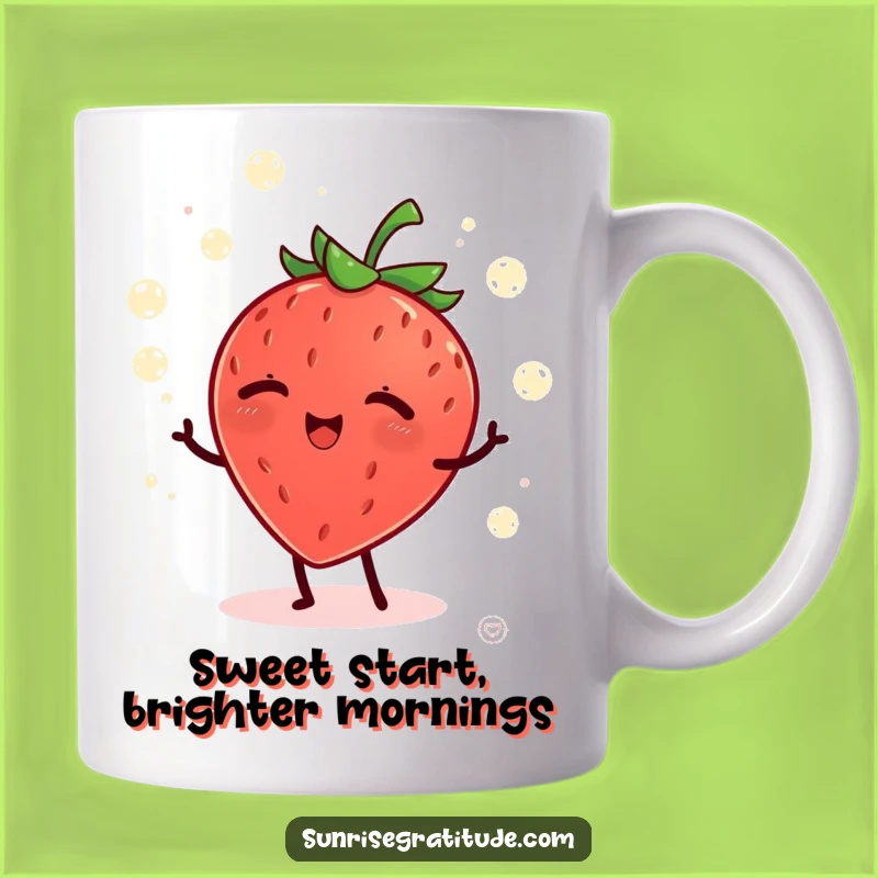 Funny Giggling Strawberry Dew Drop Mug: Morning Humor, Perfect Fruit Gift