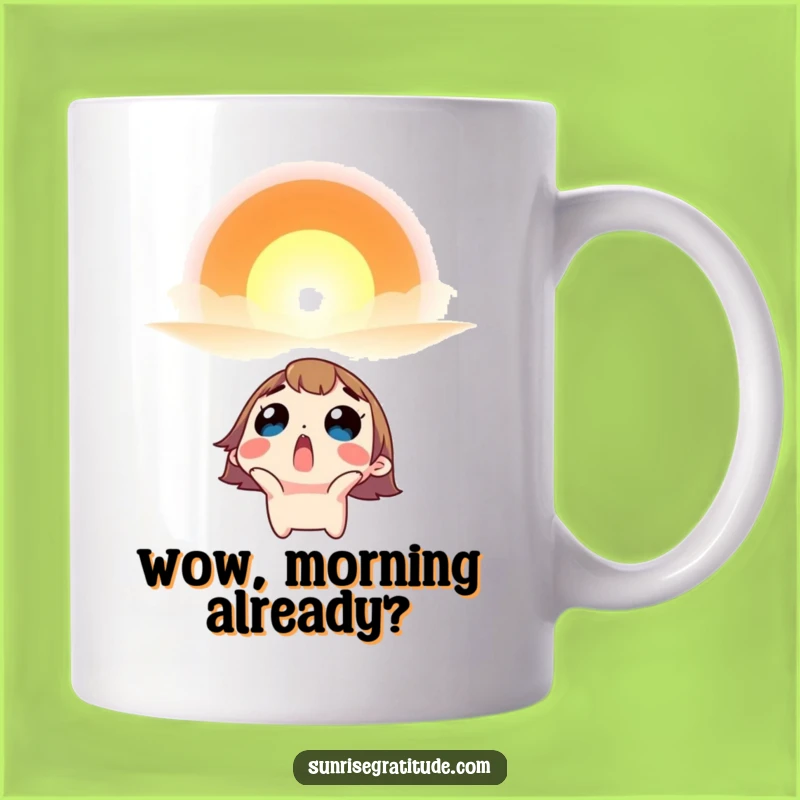 Funny Sunrise Awe Mug - Surprised Character Morning Wonder Gift