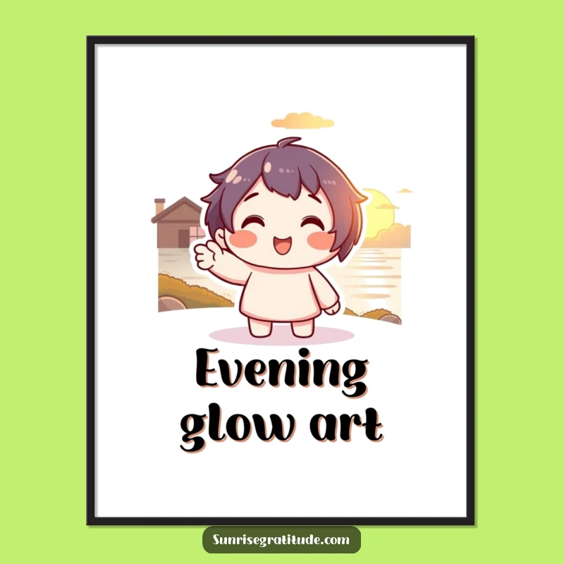 Funny Sunset Farewell Digital Print: Smiling Peace, Instant Art!