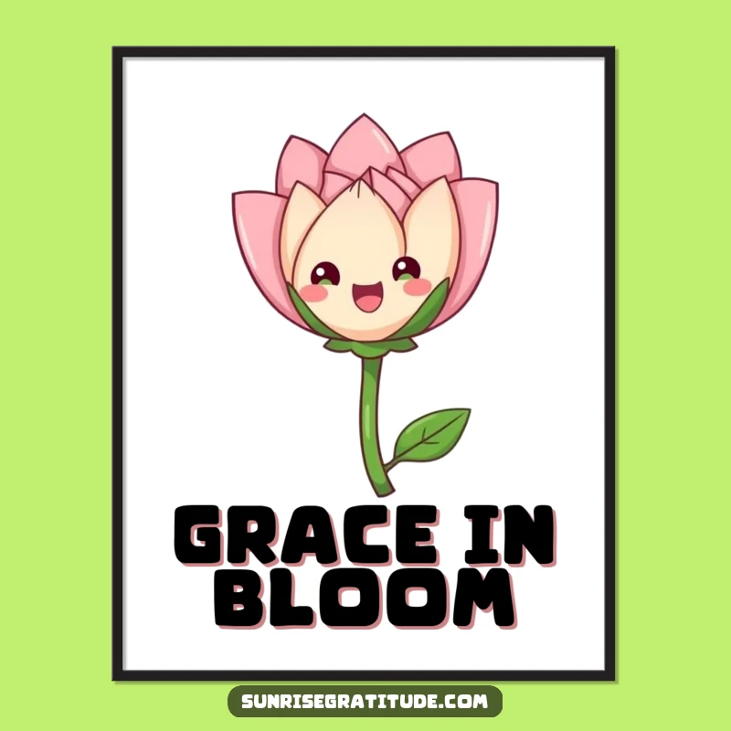 Funny Flower Bud Digital Art: Graceful Unfurling Decor, Humorous Gift for Instant Elegance