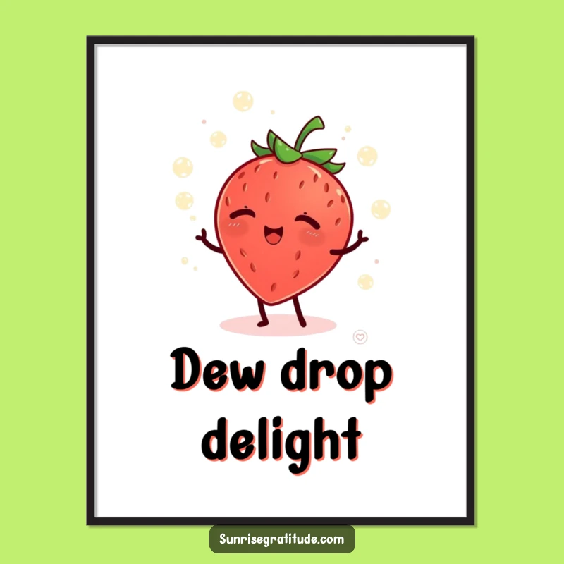 Funny Giggling Strawberry Digital Art: Morning Charm, Unique Funny Gift