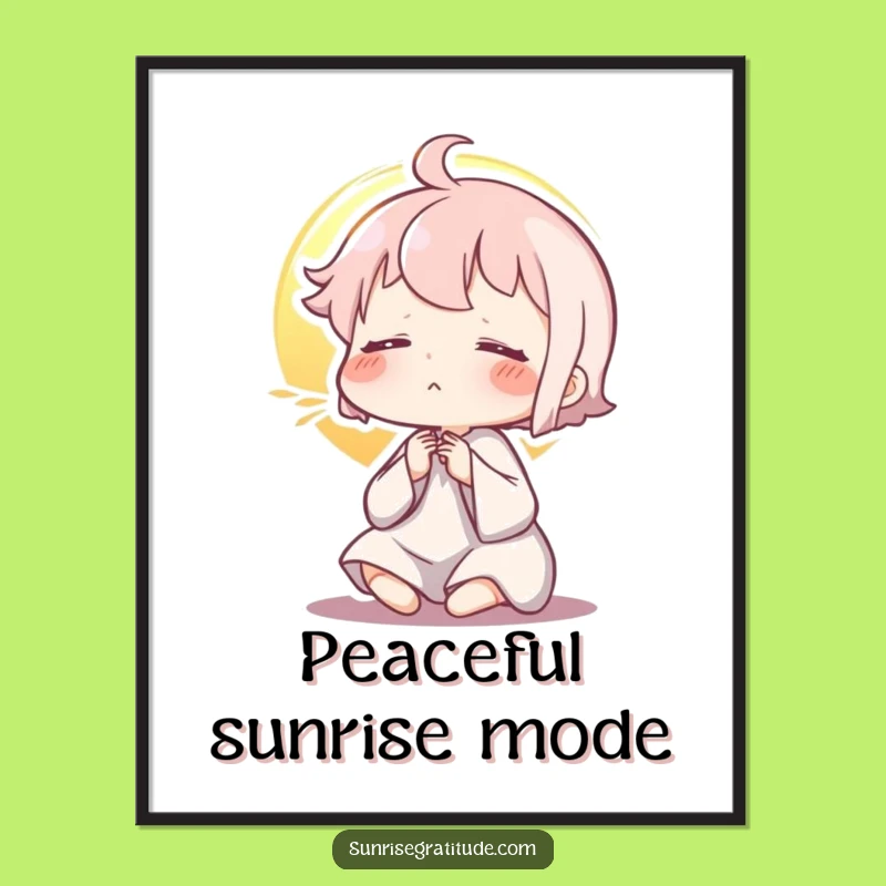 Funny Peaceful Sunrise Exhale Art Print: Digital Zen Morning Decor, Unique Funny Gift