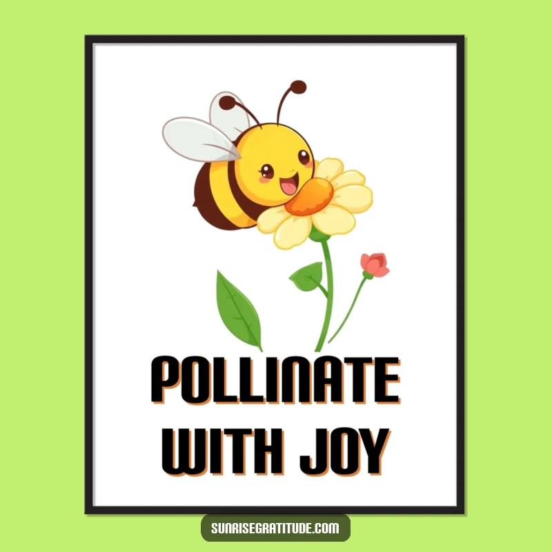 Funny Playful Bee Digital Art: Happy Buzz Decor, Humorous Gift for Instant Energy