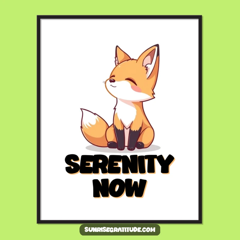 Funny Serene Fox Digital Art Print: Peaceful Horizon Wall Decor, Instant Humorous Gift