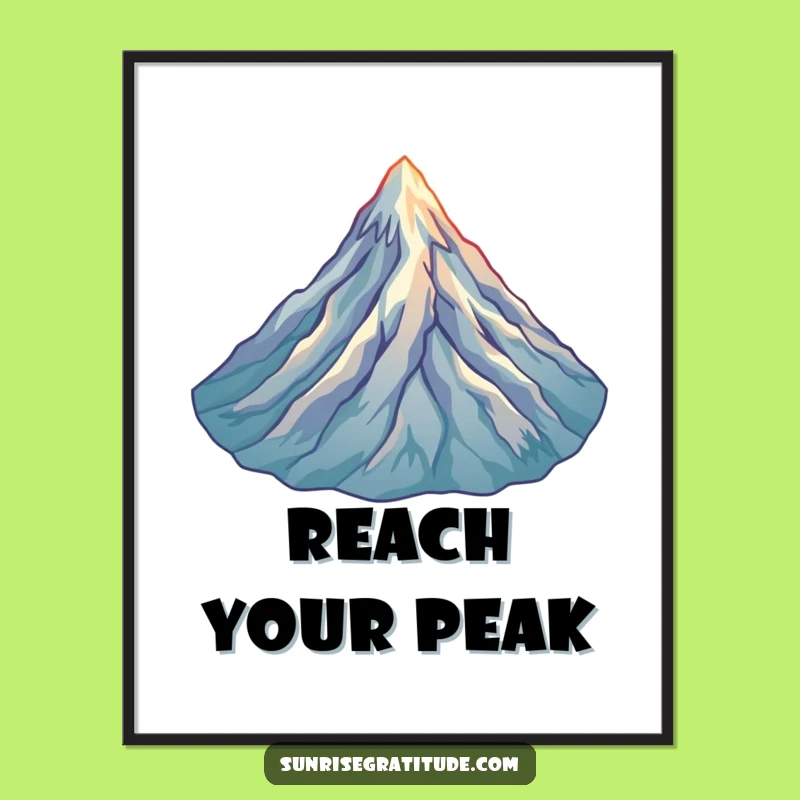 Funny Mountain Peak Digital Art: Sunrise Glory, Perfect Humorous Gift Print