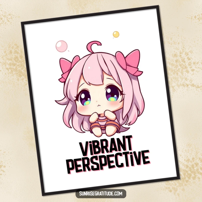 Funny digital art print of a character gazing in wonder at a colorful sky, evoking fascination and beauty.