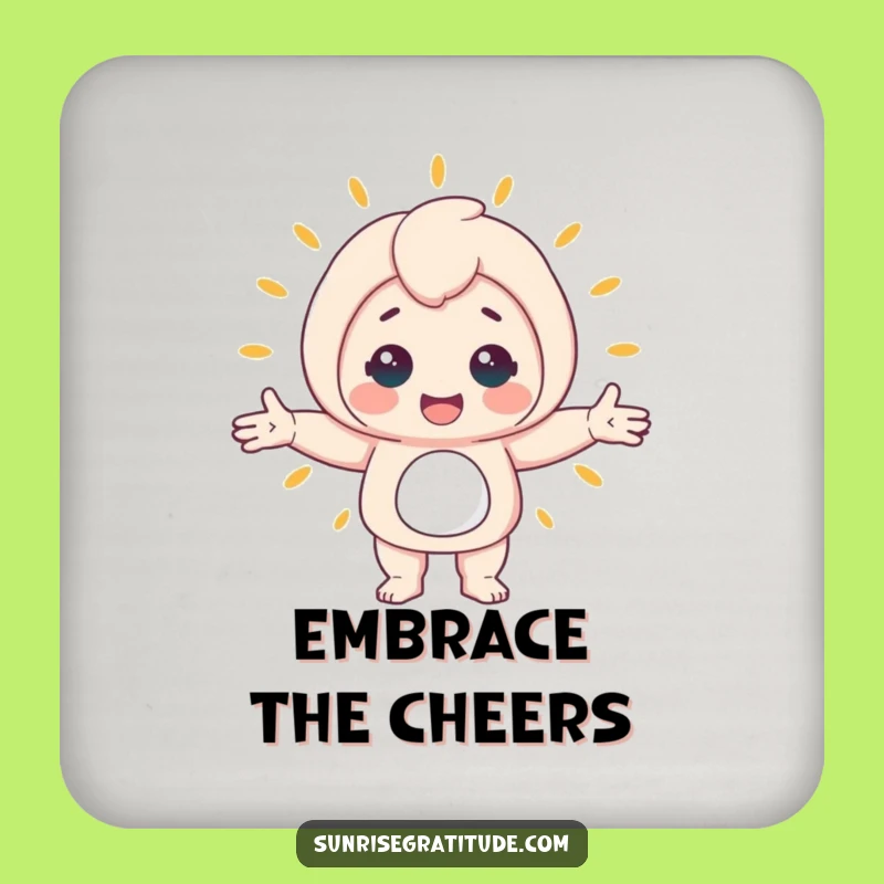 Funny Awakening World Coaster: Cheerful Character Protecting Surfaces, Chic Funny Gift