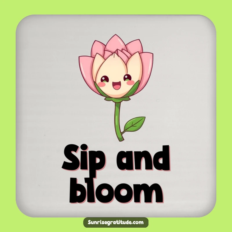 Funny Flower Bud Coasters: Protect with Grace, Humorous Gift for Elegant Tabletops