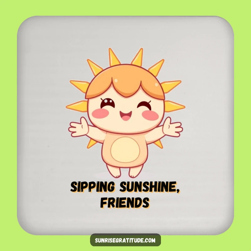 Funny Sunbeam Coaster - Happy Character Drink Set Gift
