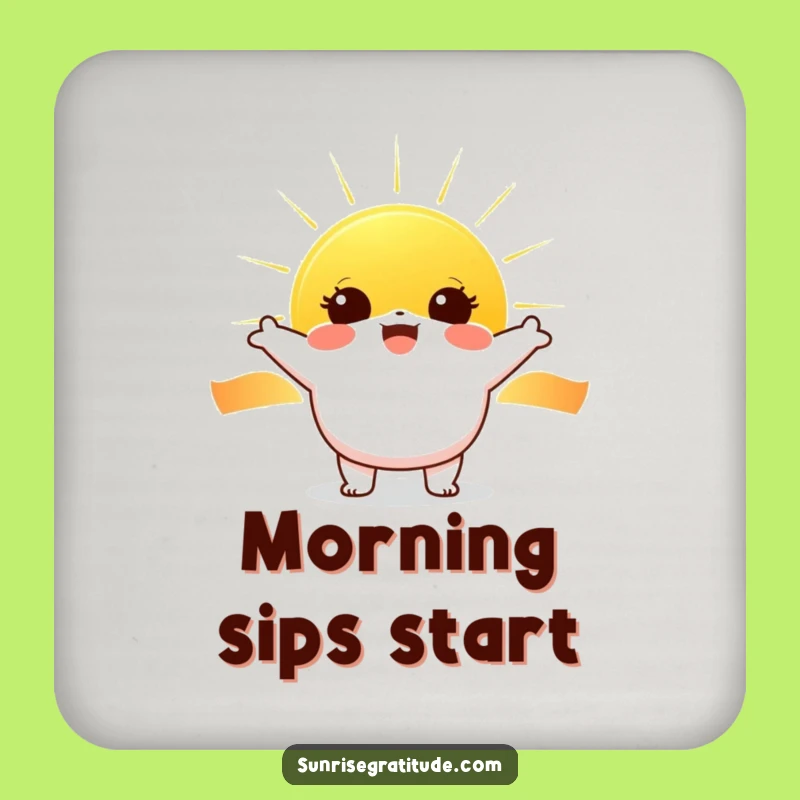Funny Sunrise Coasters: Cheerful Protection, Hilarious Funny Gift!