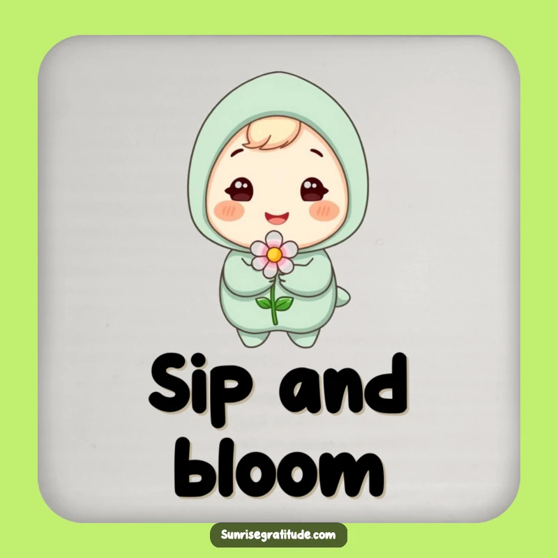 Funny Blooming Flower Coaster: Gleeful Character's Smile, Chic Funny Gift