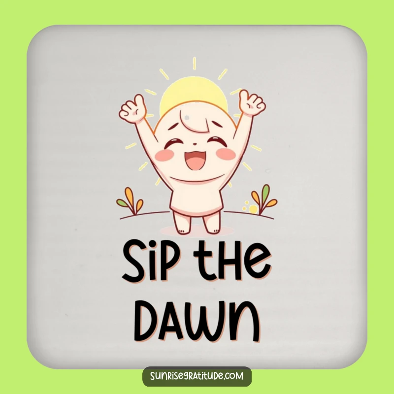 Funny Sunrise Cheer Coasters: Protect Surfaces with Joyful Dawn Art