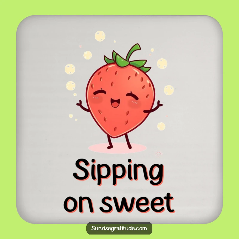 Funny Giggling Strawberry Coasters: Set of 4 Morning Gifts
