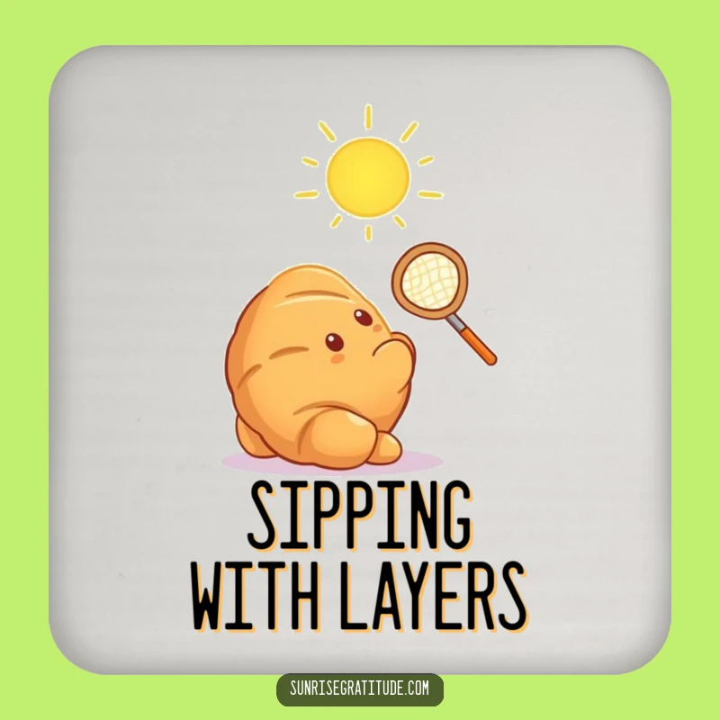 Funny Croissant Sun Catcher Coasters: Set of 4 Whimsical Gifts