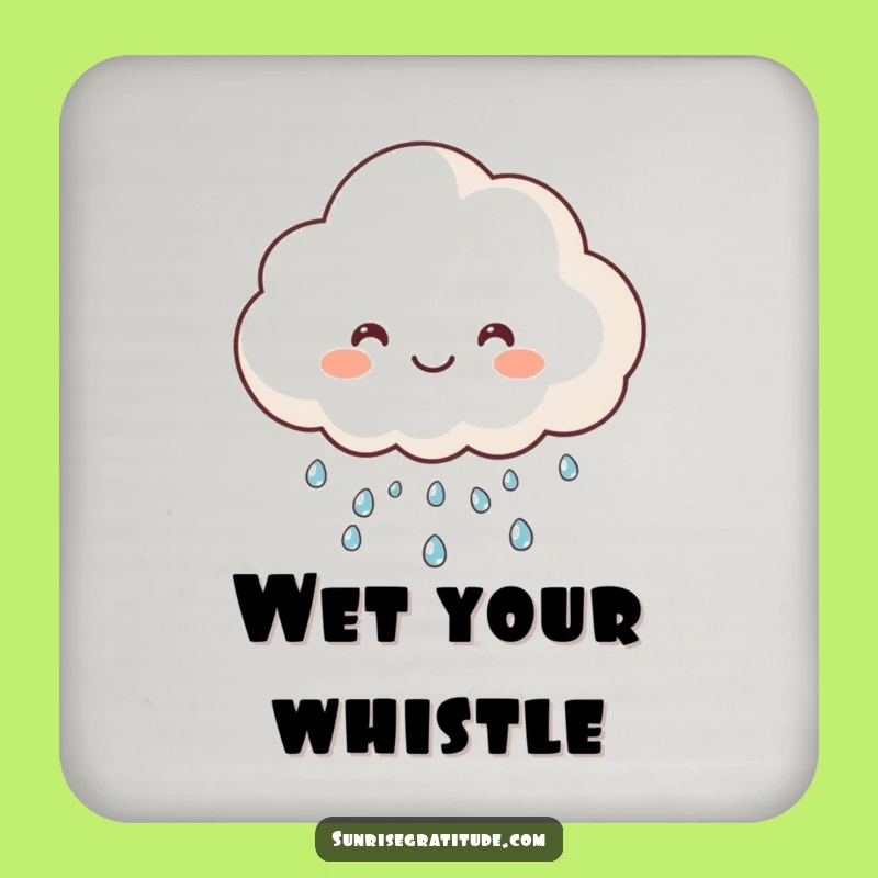 Funny Happy Cloud Coasters: Protect Surfaces with Dew Rain, Humorous Gift for Tabletop Cheer