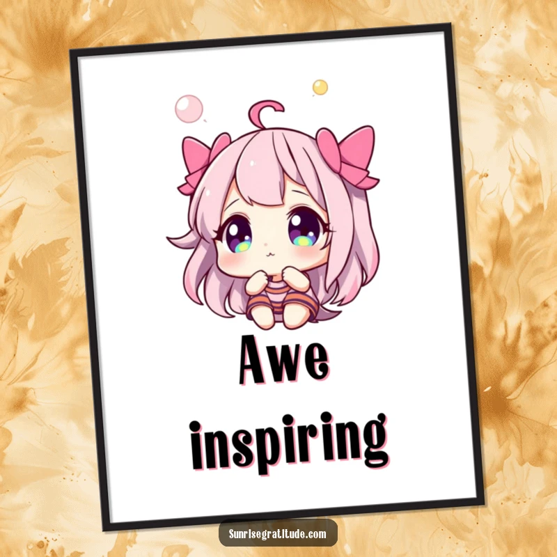 Funny poster of a character gazing with wonder at a vibrant, colorful sky, evoking awe and beauty.