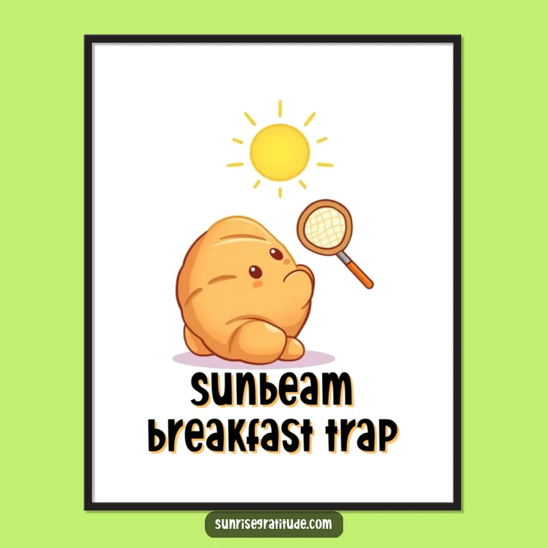 Funny Croissant Sun Catcher Poster: Whimsical Art, Quirky Funny Gift