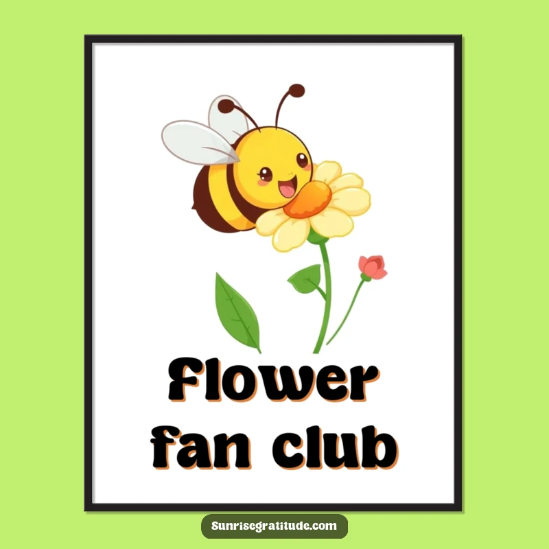 Funny Playful Bee Poster: Happy Buzz Art, Humorous Wall Decor Gift for Lively Spaces