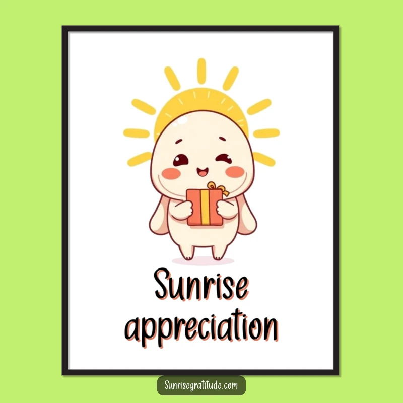 Funny Sunrise Gratitude Poster - Cheerful Character Art Gift