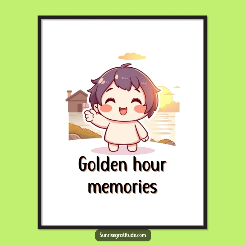 Funny Sunset Serenity Poster: Smiling Goodbye, Warm Funny Gift!