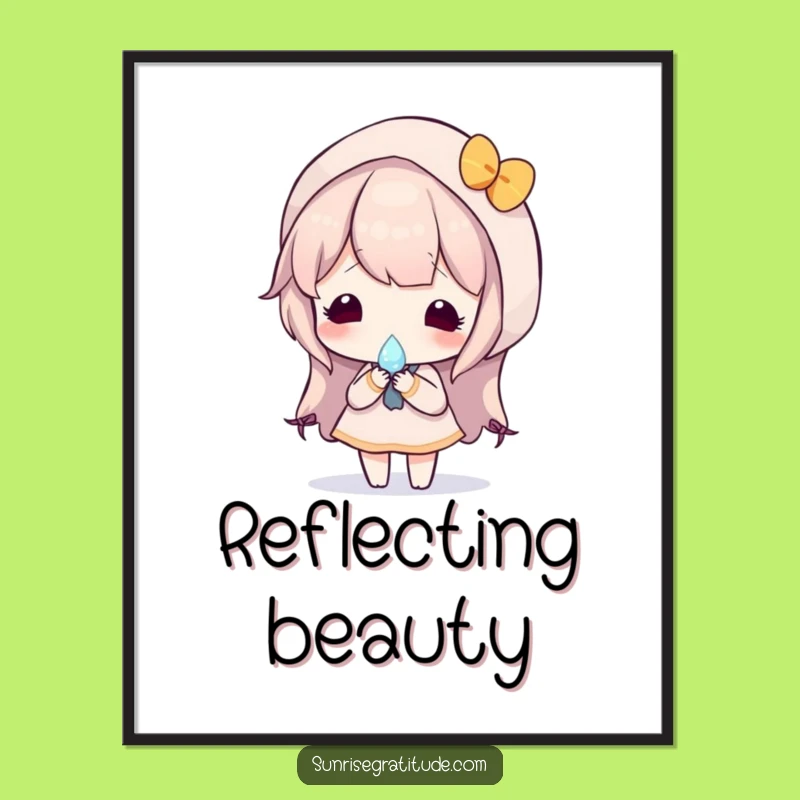 Sunrise Dewdrop Poster: Serene Reflection Art, A Peaceful Funny Gift!