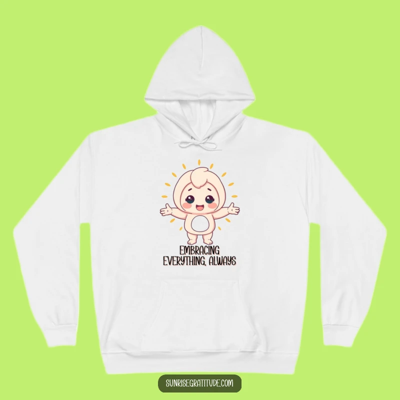 Funny Cozy Hoodie: Cheerful Character Embraces Awakening World, Warm Funny Gift for Comfort
