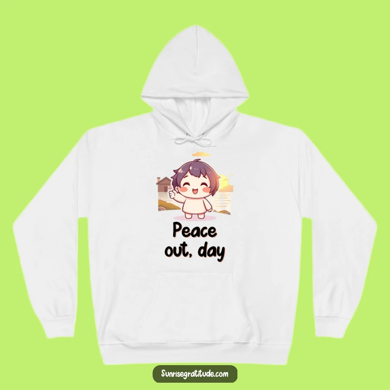 Funny Sunset Glow Hoodie: Smiling Peace, Cozy Funny Gift!