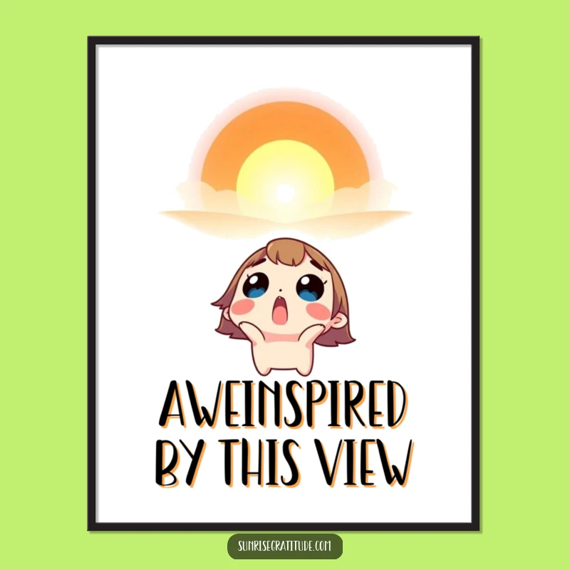 Funny Free Printable Wall Art: Surprised Character Sunrise Awe Humorous Downloadable Art