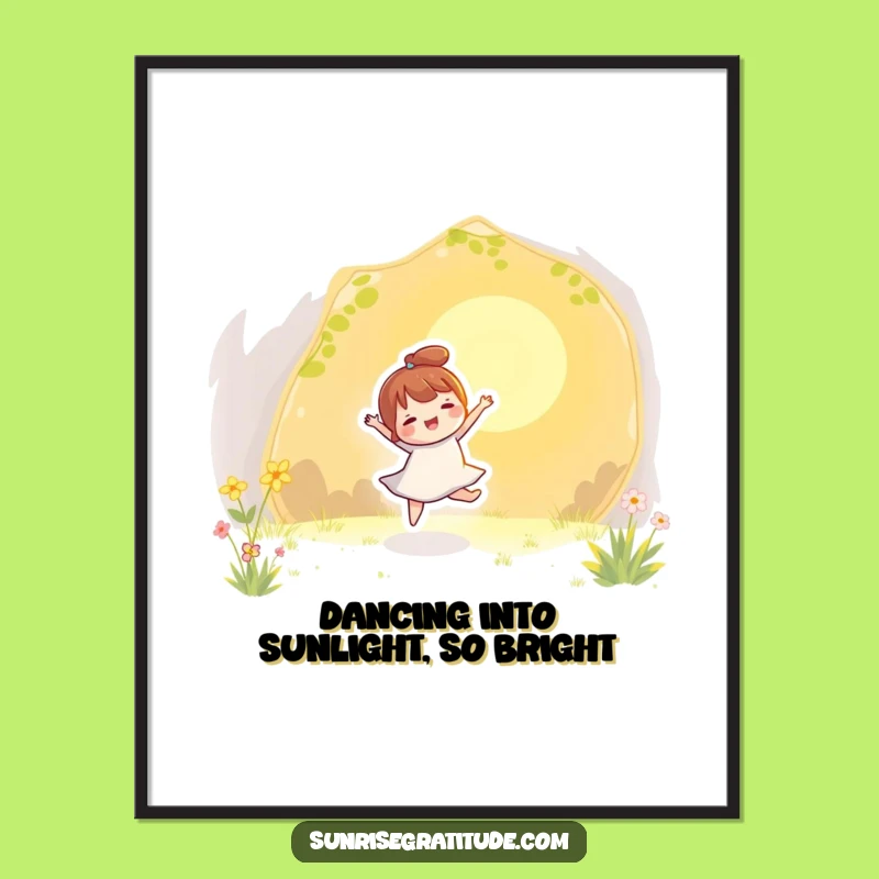 Free Printable Wall Art: Dancing Sunlight Character, Funny Downloadable Art for Bright Homes