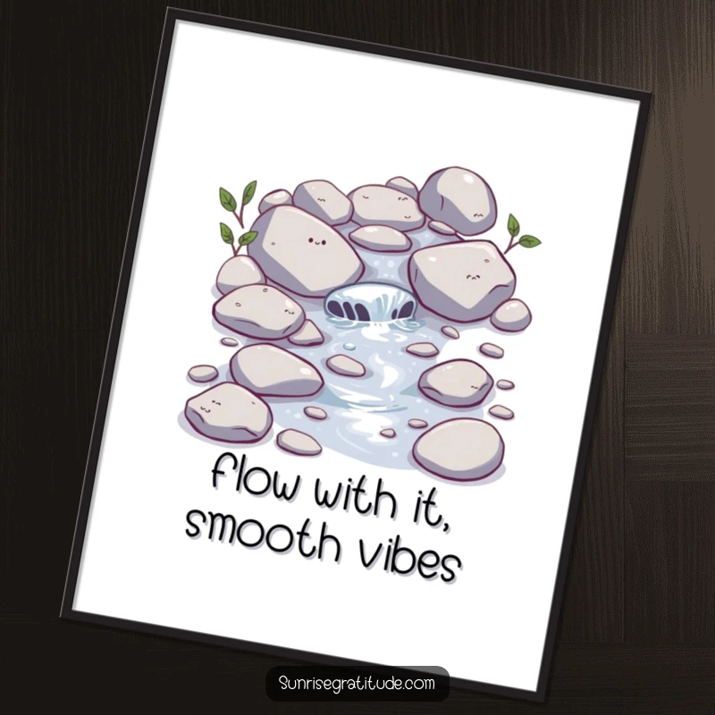 Calm Free Printable Wall Art: Happy Stream Bubbling Over Stones, Serene Nature Scene, Relaxing Decor, DIY Art