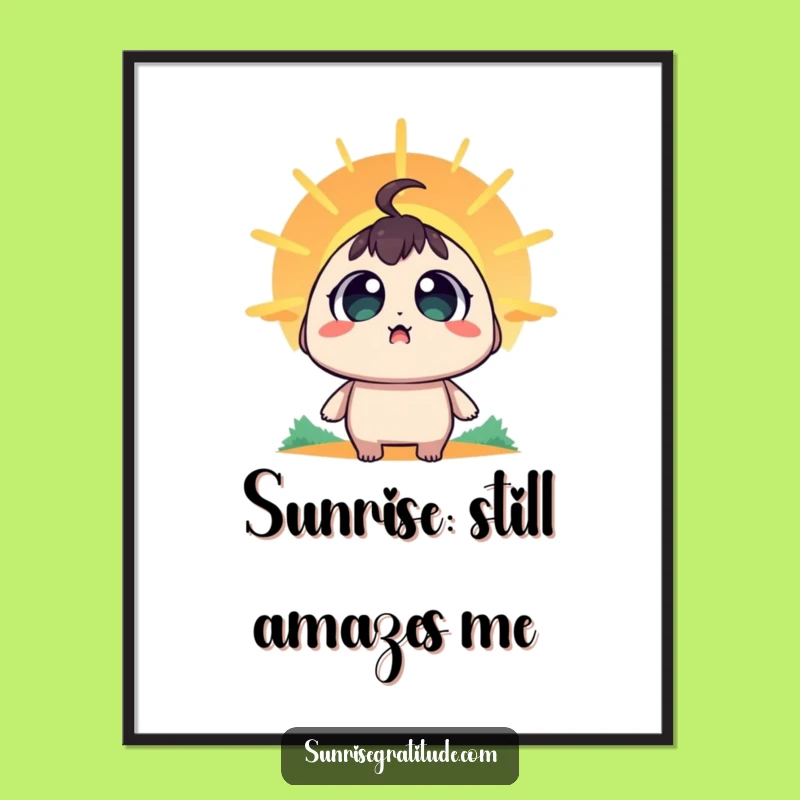 Funny Free Printable Wall Art: Amazed Sunrise Watcher, Whimsical Downloadable Decor