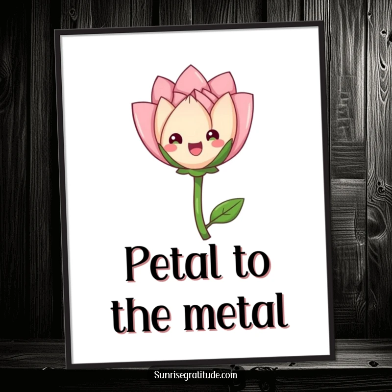 Funny Free Printable Wall Art featuring a delighted flower bud unfurling its petals gracefully, adding natural beauty.