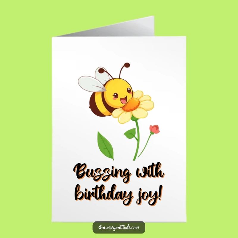 Free Printable Birthday Card: Buzzing Bee, Unique Downloadable Greeting