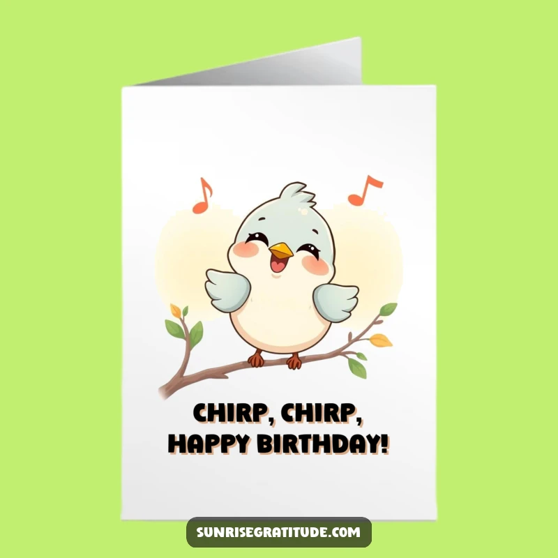 Free Printable Birthday Card: Joyful Bird Song, Unique Downloadable Greeting