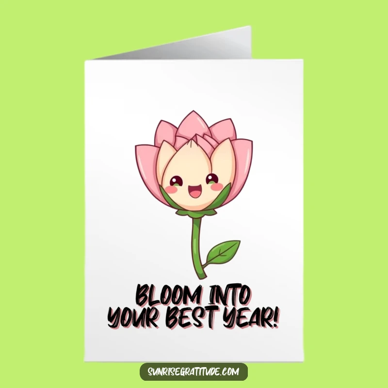 Free Printable Birthday Card: Blooming Flower, Unique Downloadable Greeting