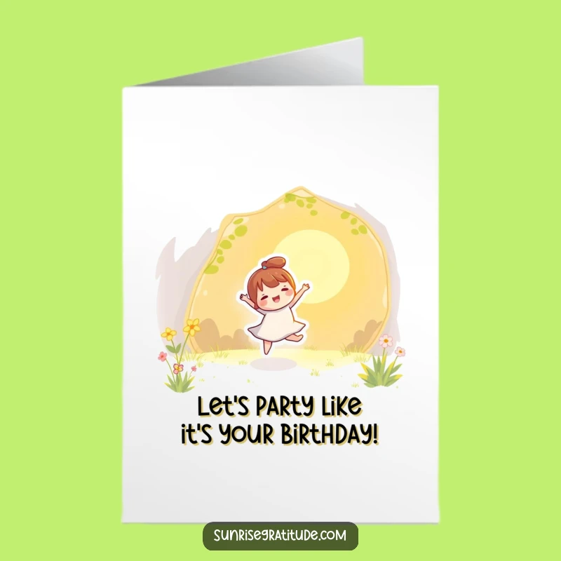 Free Printable Birthday Card: Dancing Sunlight Character, Funny Downloadable Gift for Fun